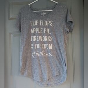 Women's Fourth of July 4th Gray V Neck T Shirt Size Medium July Fourth